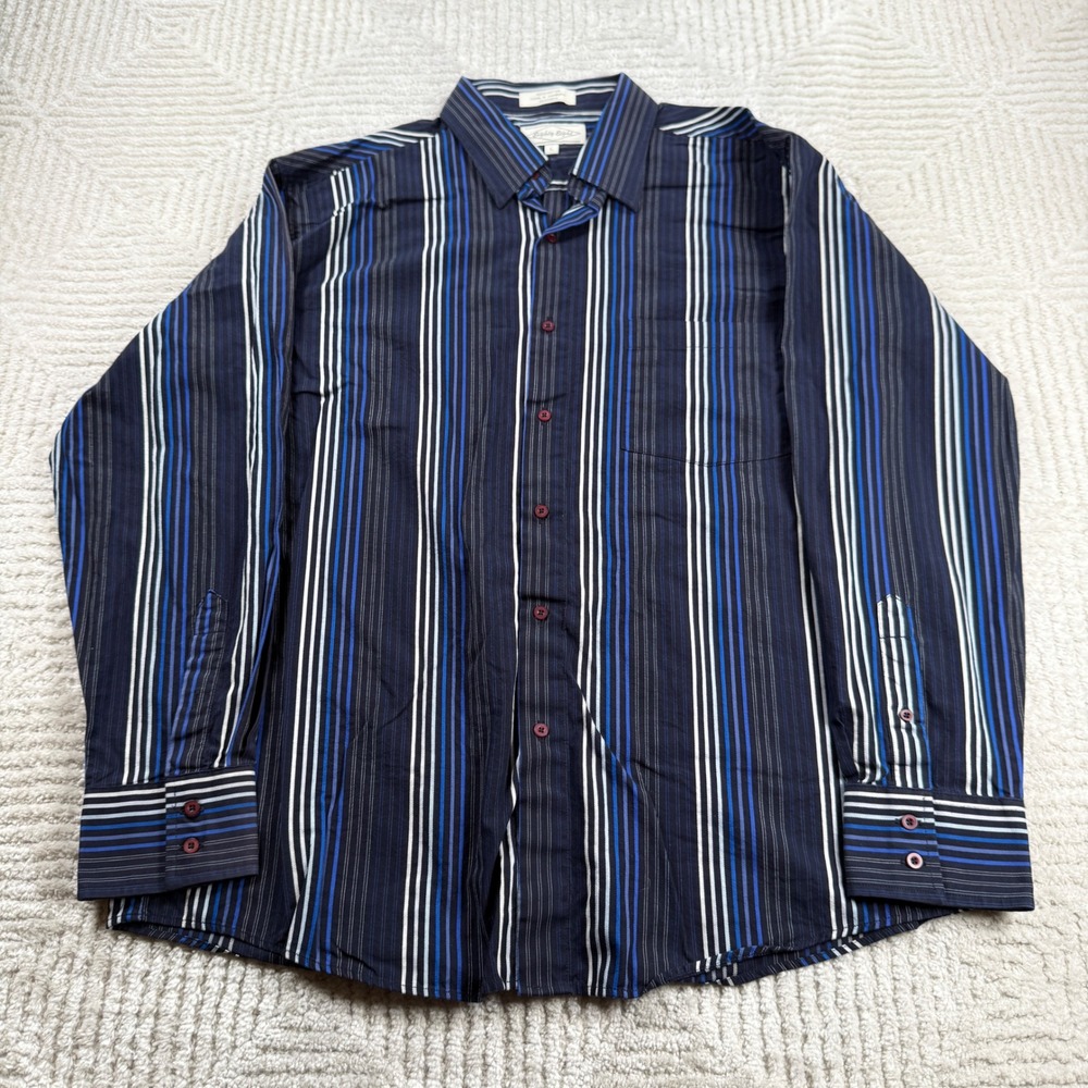 Eighty Eight Button Down Men L Striped Long Sleeve Shirt VTG Y2K Preppy Academia